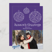 Carte de vœux de vacances flocon de neige violet m (Devant / Derrière)