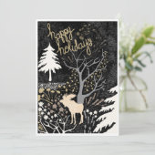 Carte de vœux de vacances Forêt Orignal Joyeuses F (Debout devant)