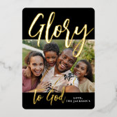 Carte de vœux de vacances Gloire à Dieu - feuille  (Recto)
