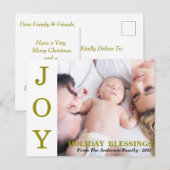 Carte de vœux de vacances JOIE dorée Photo de vaca (Devant / Derrière)