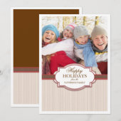 Carte de vœux de vacances joyeuse rouge et beige g (Devant / Derrière)