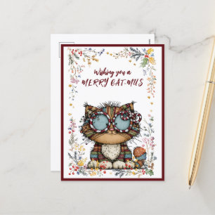 Carte de vœux de vacances Joyeux CAT-MUS