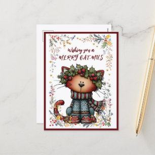 Carte de vœux de vacances Joyeux CAT-MUS