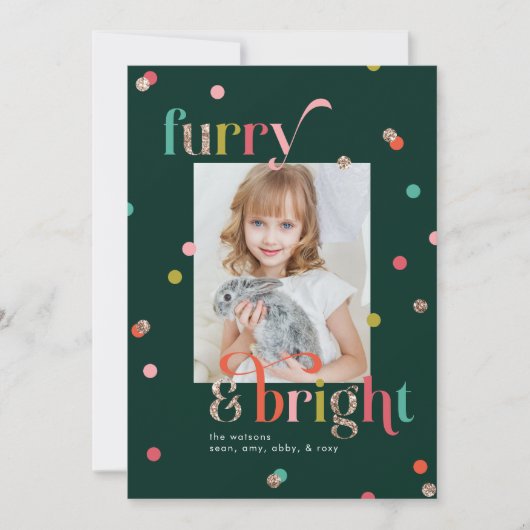 Carte de vœux de vacances lumineuse et poilue (Devant)