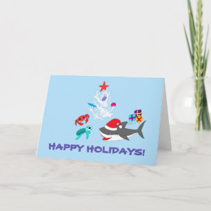 Carte de vœux de vacances mignonne avec requin