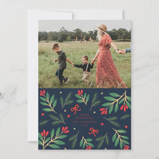 Carte de vœux de vacances Navy et Rouge (Devant)