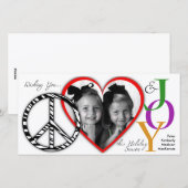 Carte de vœux de vacances Paix, Amour & Joie (Devant / Derrière)