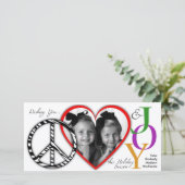 Carte de vœux de vacances Paix, Amour & Joie (Debout devant)