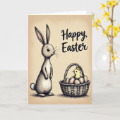 Carte de vœux de vacances Panier de lapin (Fleur jaune)