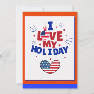 Carte de vœux de vacances patriotique d'amour
