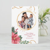 Carte de vœux de vacances photo avec ruban doré (Debout devant)