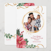 Carte de vœux de vacances photo avec ruban doré (Devant / Derrière)
