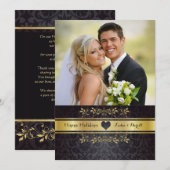 Carte de vœux de vacances photo chic doré (Devant / Derrière)