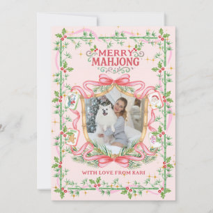 Carte de vœux de vacances photo Mahjong joyeuse