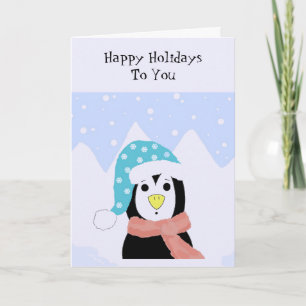 Carte de vœux de vacances pingouin