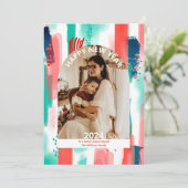 Carte de vœux de vacances plate et moderne pour la (Debout devant)