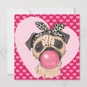 Carte de vœux de vacances Pug Love