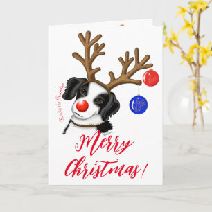 Carte de voeux de vacances Reindeer Border Collie