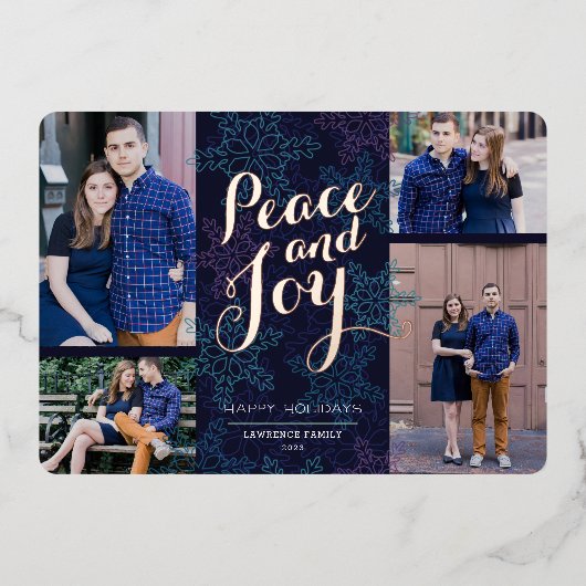 Carte de vœux de vacances Rose Gold Aurores boréal (Recto)