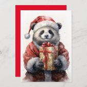 Carte de vœux de vacances Santa Panda Flat (Devant / Derrière)