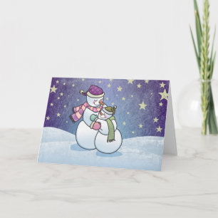 Carte de voeux de vacances Snowman Hugs