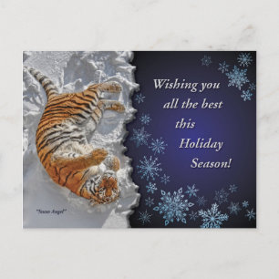 Carte de vœux de vacances Tiger Snow Angel