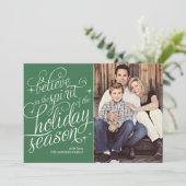 Carte de vœux de vacances Twinkle Green Script (Debout devant)