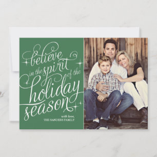 Carte de vœux de vacances Twinkle Green Script