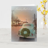 Carte de voeux de vacances Vintage Voiture Mémoire (Fleur jaune)