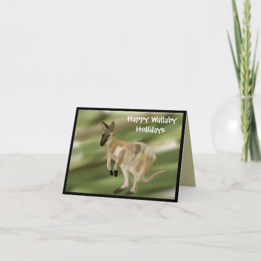 Carte de vœux de vacances Wallaby joyeuse (Devant)