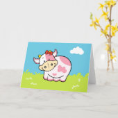 Carte de voeux de vache (Fleur jaune)