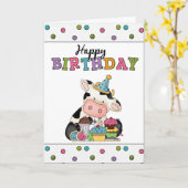 Carte de voeux de vache à anniversaire (Fleur jaune)