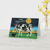 Carte de voeux de vache d'Halloween (Fleur jaune)