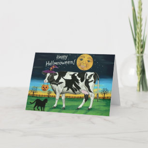 Carte de voeux de vache d'Halloween