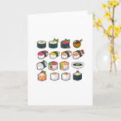 Carte de voeux de variété de sushi (Fleur jaune)