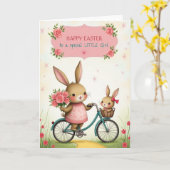 Carte de vœux de vélo de lapin (Fleur jaune)