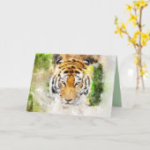 carte de voeux de visage de tigre (Fleur jaune)