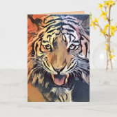 Carte de voeux de visage de tigre (Fleur jaune)