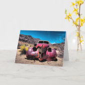 Carte de voeux de voiture antique (Fleur jaune)