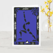 Carte de voeux de yoga avec Virabhadrasana I (Fleur jaune)