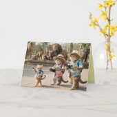 Carte de vœux de zoo de chat tigré mignon (Fleur jaune)