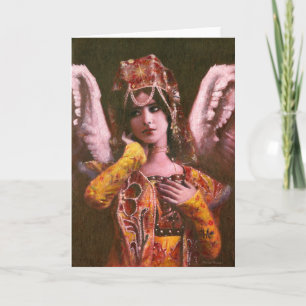 Carte de vœux décorative ange vintage