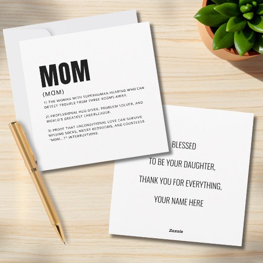 Carte de voeux Définition Maman Drôle