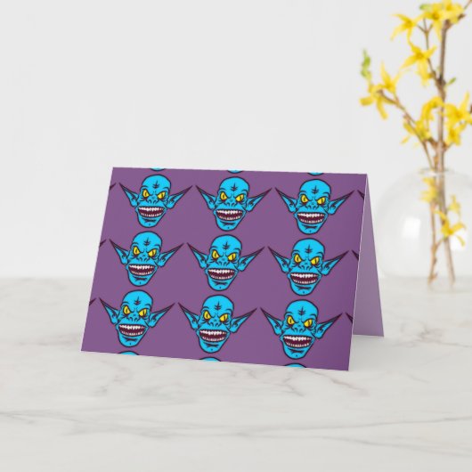 carte de voeux démon troll bleu zombie (Fleur jaune)