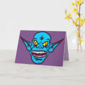 carte de voeux démon troll bleu zombie (Fleur jaune)