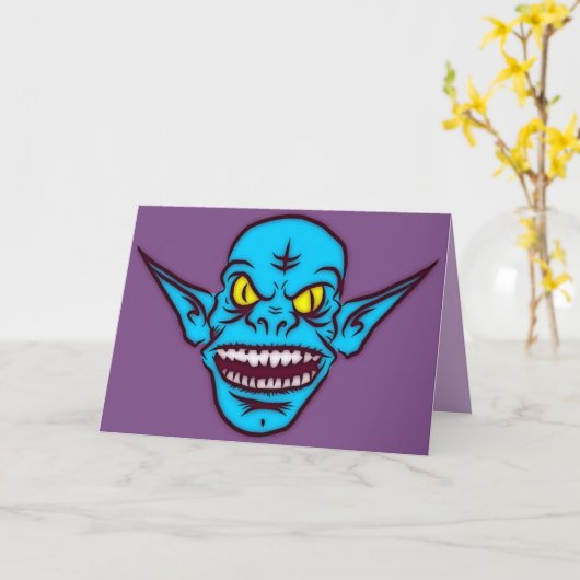 carte de voeux démon troll bleu zombie (Fleur jaune)
