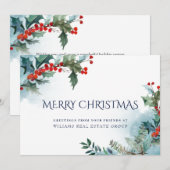 Carte de vœux d'entreprise à la gui de Noël à la h (Devant / Derrière)