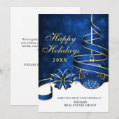 Carte de vœux d'entreprise Boule de Noël Golden Sp (Devant / Derrière)