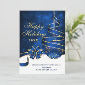 Carte de vœux d'entreprise Boule de Noël Golden Sp (Debout devant)