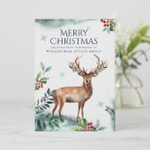 Carte de vœux d'entreprise de Noël Elegant Holly D (Debout devant)